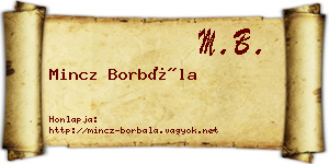 Mincz Borbála névjegykártya